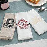 Personalised Embroidered Floral Initial Linen Napkin Table Decor Wedding Birthday Gift for Family Friends