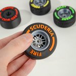 Personalised Multicolor 3D Printed Mini Car Tire Fridge Magnet with Text Racing Competition Souvenir Birthday Gift for Racing Drivers Fans