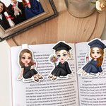 Personalisierte Grad Cap Cartoon Graduate Charakter Magnetische Lesezeichen Clip mit Namen Lesen Zubehör Graduierung Geburtstag Geschenk für Absolventen Bücherwürmer