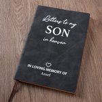 Personalized Letter to My Son in Heaven A5 Leather Notebook with Name and 200 Lined Pages Sympathy Condolence Gift for Parents Loss of Child