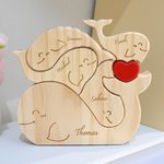 Henkilökohtainen lämmin halaus valas perhe puinen palapeli punainen sydän ja 2-5 nimet työpöydän sisustus äitienpäivä syntymäpäivä vuosipäivä lahja perheelle