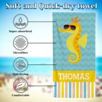 Personalisierte niedlichen Meerestiere Sonnenbrille Streifen schnell trocknen überdimensioniert Strandtuch mit Namen Reisen wesentliche Urlaub Geburtstagsgeschenk für Mädchen Jungen