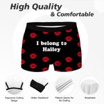 Personalized Heart Lip Breathable Couple Thong Brief Boxer Underwear Set with Texts Honeymoon Travel Valentine's Day Gift for Men Women