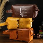 Personalized Bible Verse Cross PU Leather Toiletry Bag with Name Travel Religious Father's Day Gift for Men