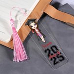 2025 Marcapáginas personalizado acrílico transparente con personaje en caricatura nombre y año regalo de graduación para amantes de los libros