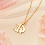 Personalised Double Initials Art Overlap Pendant Necklace Dainty Jewellery Wedding Party Birthday Anniversary Gift for Women Girls