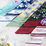 Pañuelo personalizado con flores de nacimiento y nombre decoración en bolso regalo para chicas y mujeres en fiestas o cumpleaños