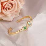 Personalisierter Unendlichkeitssymbol Herz-Geburtssteine Armreif mit Namen Gravur Offenes Armband Geburtstag Jahrestag Valentinstag Geschenk für Damen