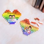 Personalized Building A Life Together Cartoon Character Heart Building Brick Puzzles with Name Date Pride Month Valentine's Day Gift for LGBT Couple