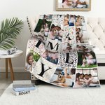 Personalized 14 Family Photos Collage Soft Throw Blanket Home Decor Birthday Mother's Day Gift for Mom Family
