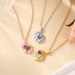 Personalized Double Heart Birthstones Baby Feet Necklace Dainty Jewellery Baby Shower Mother's Day Birthday Gift for Newborn New Mom