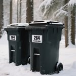 Personalized Set of 4 Wheelie Bin Number Waterproof Stickers with Street Name Housewarming Birthday Gift for Family  Friend