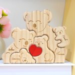 Casse-Tête Familial en Bois Personnalisé avec 2-5 Koalas et Noms Gravés Décoration de Bureau Cadeau Anniversaire pour Famille