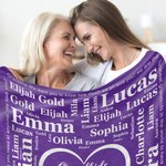 Personalized Grandkids Name Blanket with 1-16 Super Soft Flannel Family Gift for Grand Grandparent