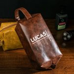 Personalized Bible Verse Cross PU Leather Toiletry Bag with Name Travel Religious Father's Day Gift for Men