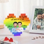 Personalized Building A Life Together Cartoon Character Heart Building Brick Puzzles with Name Date Pride Month Valentine's Day Gift for LGBT Couple