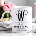 Personlig Initial 11 oz 15 oz Keramisk mugg med namn och bröllopsdatum Jubileum Brudduschgåva för nygifta par