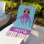 Personalisierte niedlichen Meerestiere Sonnenbrille Streifen schnell trocknen überdimensioniert Strandtuch mit Namen Reisen wesentliche Urlaub Geburtstagsgeschenk für Mädchen Jungen