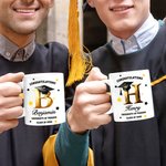 Personalized Congratulation Gradation Cap Initial 11 oz 15 oz White Ceramic Coffee Mug with Name and Year Graduation Gift for Graduates