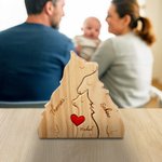 Henkilökohtainen puinen susi perhe punainen sydän palapeli 2-4 nimet työpöydän sisustus syntymäpäivä vuosipäivä lahja perheelle