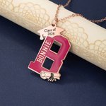 Personligt emaljerat halsband med initialer och namn Graduation Cap Graduation Gift för 2025 års studenter Klasskamrater