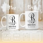 Personlig Initial 11 oz 15 oz Keramisk mugg med namn och bröllopsdatum Jubileum Brudduschgåva för nygifta par