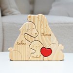 Personalized Heart Hug Dog Family Wooden Puzzle with 2-5 Names Desk Decoration Birthday Anniversary Gift for Family