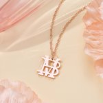 Personalised Double Initials Art Overlap Pendant Necklace Dainty Jewellery Wedding Party Birthday Anniversary Gift for Women Girls