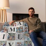 Personalized 14 Family Photos Collage Soft Throw Blanket Home Decor Birthday Mother's Day Gift for Mom Family