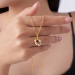 Personalized Double Heart Birthstones Baby Feet Necklace Dainty Jewellery Baby Shower Mother's Day Birthday Gift for Newborn New Mom