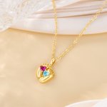 Personalized Double Heart Birthstones Baby Feet Necklace Dainty Jewellery Baby Shower Mother's Day Birthday Gift for Newborn New Mom
