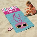 Personalisierte niedlichen Meerestiere Sonnenbrille Streifen schnell trocknen überdimensioniert Strandtuch mit Namen Reisen wesentliche Urlaub Geburtstagsgeschenk für Mädchen Jungen