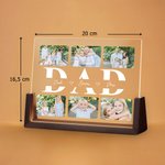 Personalisiertes 2–6 Fotos Collage Acryl LED-Nachtlicht mit 1–6 Kindernamen und Holzsockel Tischdeko Vatertag Weihnachten Geschenk für Papa Opa