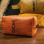 Personalized Bible Verse Cross PU Leather Toiletry Bag with Name Travel Religious Father's Day Gift for Men