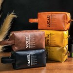 Personalized Bible Verse Cross PU Leather Toiletry Bag with Name Travel Religious Father's Day Gift for Men