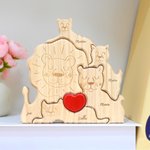 Rompecabezas de madera personalizado con familia de leones de 2-5 nombres decoración del hogar regalo de aniversario para la familia
