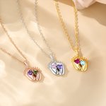 Personalized Double Heart Birthstones Baby Feet Necklace Dainty Jewellery Baby Shower Mother's Day Birthday Gift for Newborn New Mom