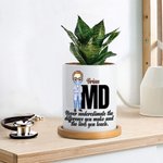 Personalized Cartoon Medical Character Ceramic Plant Pot with Name and Bamboo Base Birthday Appreciation Gift for Nurse Doctor Medical Staff