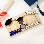Personalized Grad Cap Cartoon Character Wooden Money Holder Cash Envelope with Name and Year Graduation Gift for Class of 2025 Graduates