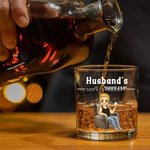 Personalized Cartoon Character Design 10 oz Whiskey Glass with Name Father's Day Birthday Gift for Dad Grandpa Liquor Lovers