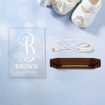 Henkilökohtainen Alkuperäinen akryyli LED-yövalo puupohjalla ja nimellä Lahja Home Decor Hääpäivä Newlywed Pariskunta