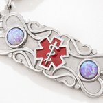 Personalized Opal Star of Life Medical Alert ID Bracelet with Engraved Text Emergency Jewelry Care Gift for Allergy Diabetic Women