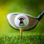 Gepersonaliseerde 3D Cartoon Hond Zachte Rubber Golfbal met Titel Vaderdag Verjaardagscadeau voor Papa Opa Golfspeler