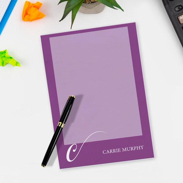 Personalized Multicolor Portable Functional Monogrammed Notepad with Initial and Text Holiday Birthday Gift for Administrative Professionals Friends