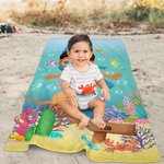 Asciugamano da spiaggia verticale personalizzato in microfibra con nome e stampa degli animali marini ad asciugatura rapida regalo per bambini