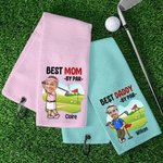 Henkilökohtainen hauska sarjakuva Golf Player Face Photo imukykyinen vohveli Sport pyyhe nimi otsikko roikkuu Clip harjoitus syntymäpäivälahja Golf Loverille