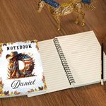 Personalised Maple Leaf Horse Theme Initial A5 Spiral Journal Notebook with Name and 120 Lined Pages Birthday Gift for Horse Lovers Friends