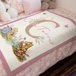 Personalized Classic Winnie the Pooh Soft Throw Blanket with Name and Initial Room Decor Birthday Baby Shower Gift for Babies Kids