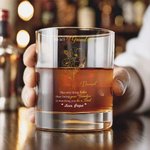 Personalized Birth Flower 10 oz Whiskey Glass with Name and Slate Coaster Father's Day Newborn Birthday Gift for New Dad Kids