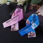 Personalisierte gefaltetes Foto Beerdigung Band mit Namen Datum und Text Memorial Sympathie Geschenk für den Verlust eines geliebten Menschen